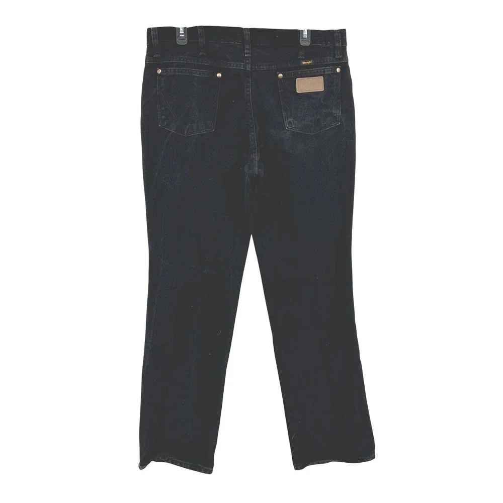 Wrangler 936WBK Jeans Mens 35x32 Black Solid Slim Fit Cowboy Cut Modern Era